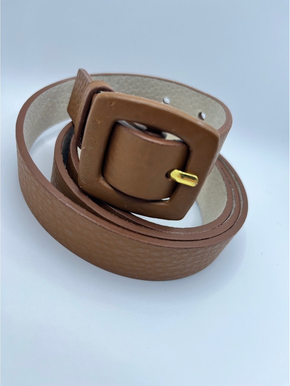 Women’s Brown Leather Belt Square Buckle Coldwater Creek L